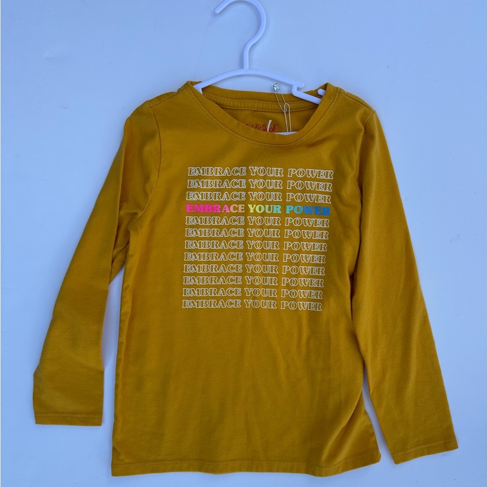 Cat & Jack Mustard Long Sleeve Tee with Motivational Print